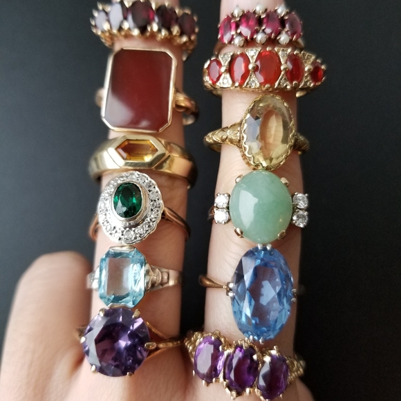 Antique vintage blue spinel 9k gold platinum ring - Picture 4 of 4